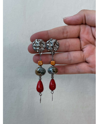 Boucles d’oreilles Mamita en acier et perles de céramique peintes à la main – Atelier Jacie
