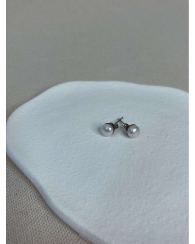 Boucles d’oreilles Perla en perle d’eau douce & acier – Atelier Jacie