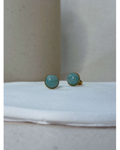 Boucles Alma en acier doré & pierre naturelle – Atelier Jacie