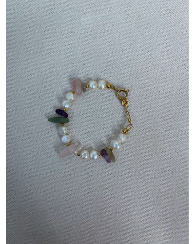 Bracelet Liv en perles d’eau douce & pierres naturelles – Atelier Jacie