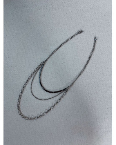 Collier Alexandra – Acier argenté & hématite naturelle | Atelier Jacie