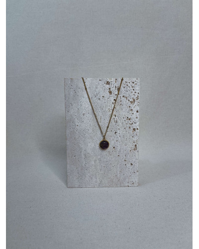 Collier Salomé – Cabochon pierre naturelle & chaîne dorée | Atelier Jacie